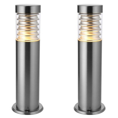  - 2 Pack Outdoor Ip44 Bollard Light Marine Grade Steel Lamp Post Garden Patio