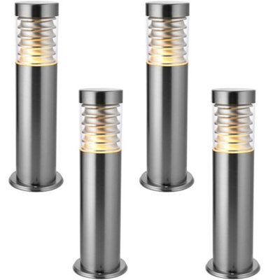 4 Pack Outdoor Ip44 Bollard Light Marine Grade Steel Lamp Post Garden Patio from B&Q