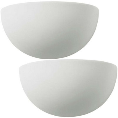 B&Q 2 Pack Dimmable Led Wall Unglazed Ceramic Round Dome Fitting Lounge Lamp Light