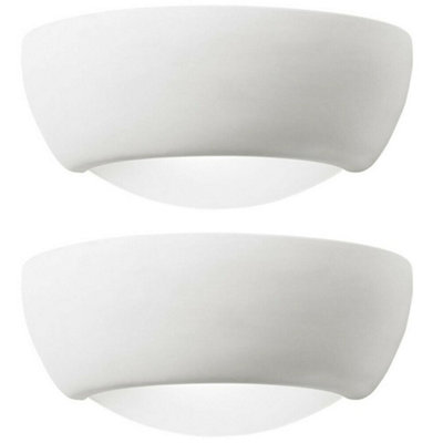 2 Pack Dimmable Led Wall Light Unglazed Ceramic Semi Dome Lounge Lamp Fitting from B&Q