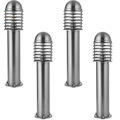 4 Pack Outdoor Post Bollard Light Polished Steel Vandal Proof External Pathway from B&Q