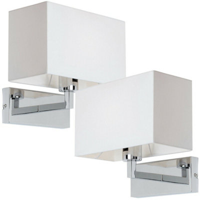 2 Pack Dimming Led Wall Light Chrome & White Shade Sleek Rectangle Lamp Fitting from B&Q