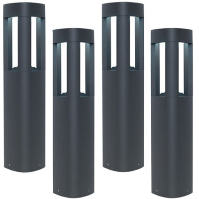 4 Pack Outdoor Post Bollard Light Grey Triangle Modern Driveway Path Lamp Led