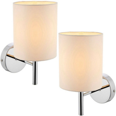 B&Q 2 Pack Dimmable Led Wall Chrome & Off Shade Modern Lamp Ing Light/White