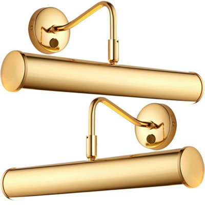 2 Pack Led Twin Picture Wall Light Brass Plate Dimmable 6.2W Bulb Lighting Bar from B&Q