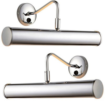  - 2 Pack Led Twin Picture Wall Light Chrome Plate Dimmable 6.2W Bulb Lighting Bar