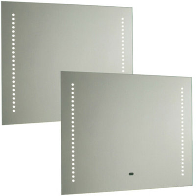  - 2 Pack Ip44 Led Bathroom Mirror 50Cm X 60Cm Vanity Light Ir Switch Shaver Socket