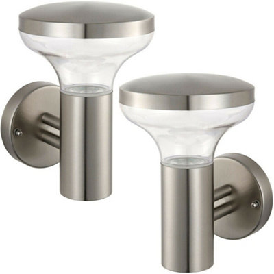2 Pack Ip44 Outdoor Led Lamp Stainless Steel Wall Light Porch Vase Cool White from B&Q