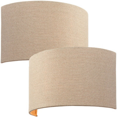 2 Pack Fabric Led Wall Light Natural Semi Circle Linen Shade Sleek Lamp Fitting from B&Q