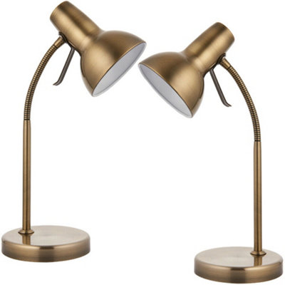  - 2 PackAdjustable Neck Usb Desk Lamp Satin Nickel Metal Shade Table Work Light