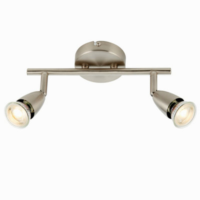 Adjustable Ceiling Spotlight Satin Nickel 2 Light Bar Downlight Modern Lamp from B&Q