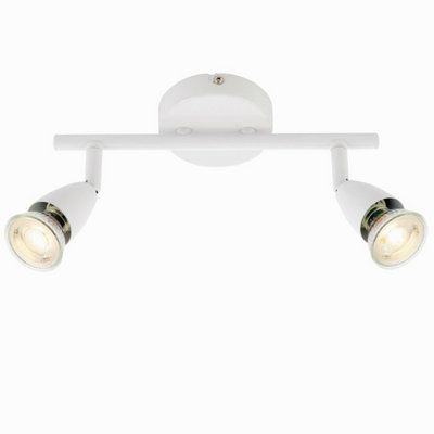  - Adjustable Ceiling Spotlight Gloss White 2 Light Bar Downlight Modern Lamp