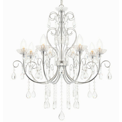 Bathroom Ceiling Pendant Light Chrome & Crystal Ip44 8 Bulb Hanging Lamp Rose from B&Q