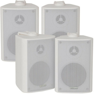Loops 4X 70W 2 Way Wall Mounted Stereo Speakers 4 8Ohm Compact Background Music White