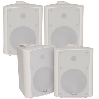 B&Q -  4X 90W White Wall Mounted Stereo Speakers 5.25" 8Ohm Quality Home Audio Music