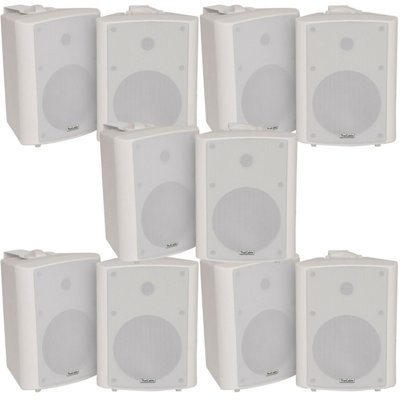 Loops 10X 90W White Wall Mounted Stereo Speakers 5.25" 8Ohm Quality Home Audio Music from B&Q