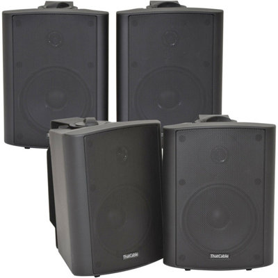 Loops 4X 90W Black Wall Mounted Stereo Speakers 5.25" 8Ohm Quality Home Audio Music from B&Q