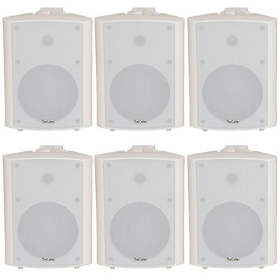 B&Q -  6X 120W White Wall Mounted Stereo Speakers 6.5" 8Ohm Premium Home Audio Music