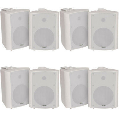 B&Q -  8X 120W White Wall Mounted Stereo Speakers 6.5" 8Ohm Premium Home Audio Music