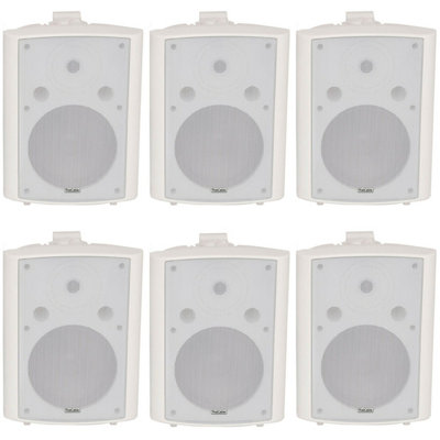 B&Q -  6X 180W White Wall Mounted Stereo Speakers 8" 8Ohm Loud Premium Audio & Music