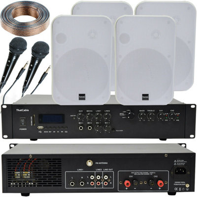 Loops Unisex White 400W Bluetooth Sound System 4X 200W Wall Speaker Karaoke Amp & Microphones Size 4 - Image 3