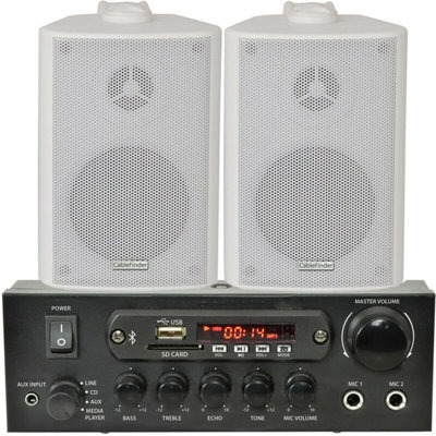 B&Q -  Shop Bluetooth Music System 2X White Speakers & 110W Amp Background Fm Radio