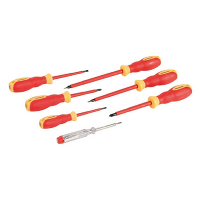 B&Q Electrician Safe Screwdriver Set Vanadium Shaft Ergonomic