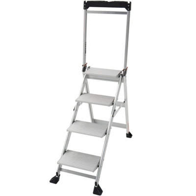 0.9M Premium Jumbo Folding Step Ladder4 Tread Anti-Slip Aluminium Safety Steps from B&Q