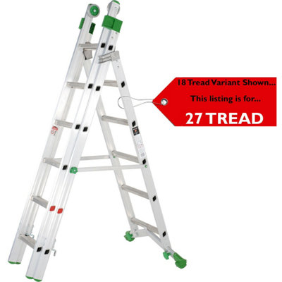 Premium 27-Rung Combination Ladder3 Section Extension And Stairwell Design from B&Q