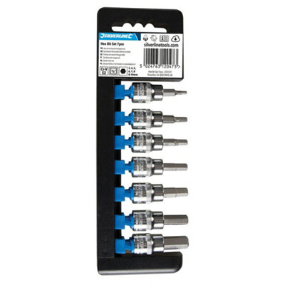  - 7 Piece Hex Drive 3/8" Socket Set 3mm To 10mm Ratchet Driver Allen / Alan Key