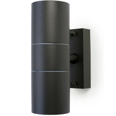  - Gu10 Anthracite Up & Down Wall Light Ip44 Outdoor Twin Dimming Lamp Bulb Fitting