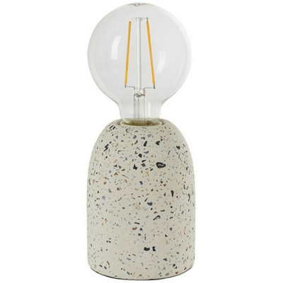 Modern Terrazzo Mini Table Lamp White Speckled Marble Bedside Bulb Holder Light from B&Q