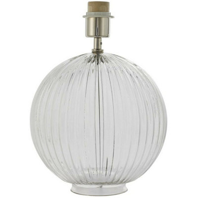  - Round Textured Table Lamp Base Clear Ribbed Glass & Nickel Classic Globe Bulb