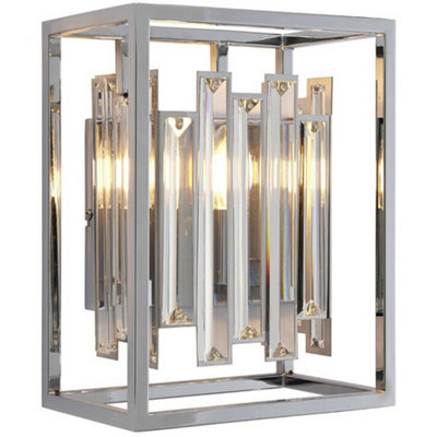  - Glass Wall Light Clear Crystal & Chrome Plate 40W E14 Dimmable Living Room