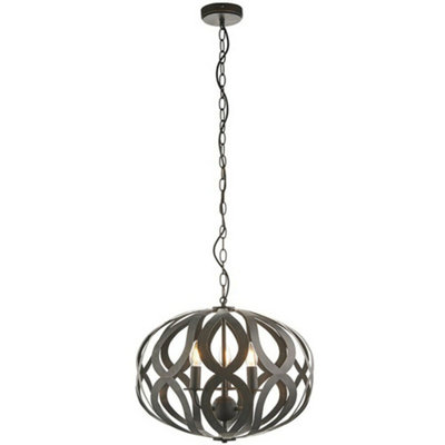 Hanging Ceiling Pendant Light Antique Brushed Bronze 3 Bulb Modern Table Feature from B&Q