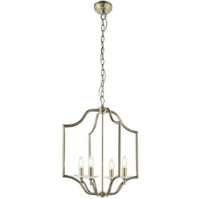 Hanging Ceiling Pendant Light Antique Brass & Crystal 4 Bulb Classic Feature from B&Q