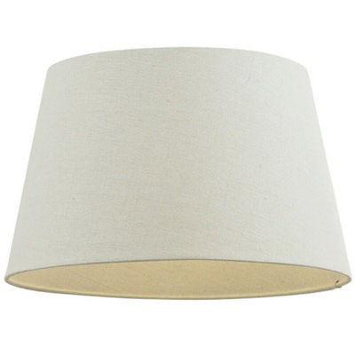 10" Inch Round Tapered Drum Lamp Shade Ivory Linen Fabric Cover Simple Elegant from B&Q