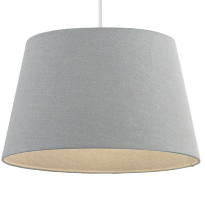  - 16" Inch Round Tapered Drum Lamp Shade Grey Linen Fabric Cover Simple Elegant