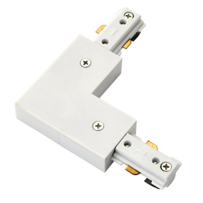 Commercial Track Light L Corner Connector107mm X 107mmWhite Abs Rail System from B&Q