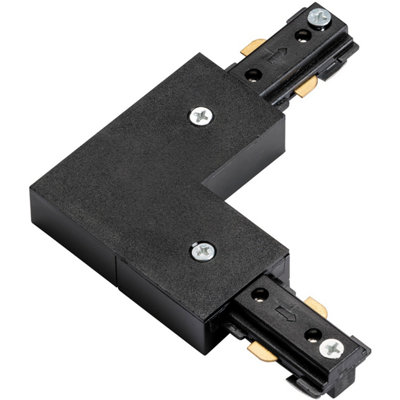 Commercial Track Light L Corner Connector107mm X 107mmBlack Pc Rail System from B&Q