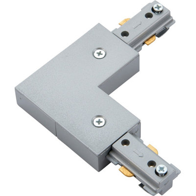 Commercial Track Light L Corner Connector107mm X 107mmSilver Rail System from B&Q