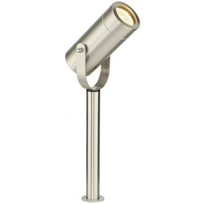 310mm Outdoor Ground Spike Lamp Wall & Sign Light Gu10 Brushed Steel & Glass from B&Q