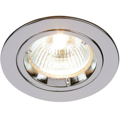 B&Q Fixed Round Recess Ceiling Down Chrome 80Mm Flush Gu10 Lamp Holder Fitting Light