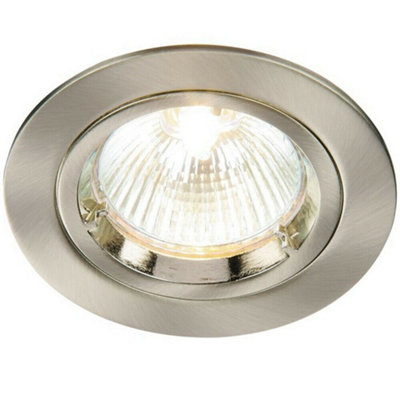  - Fixed Round Recess Ceiling Down Light Nickel 80mm Flush Gu10 Lamp Holder Fitting