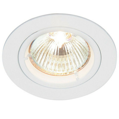 B&Q Fixed Round Recess Ceiling Down Gloss 80Mm Flush Gu10 Lamp Fitting Light/White