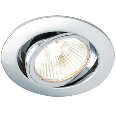 Tilting Round Recess Ceiling Down Light Chrome 95mm Flush Gu10 Lamp Fitting from B&Q