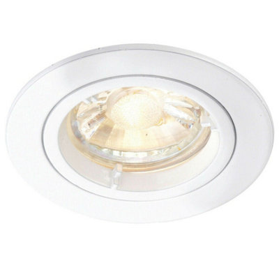 B&Q Fixed Round Recess Ceiling Down 80Mm Flush Gu10 Lamp Holder Fitting Light/White