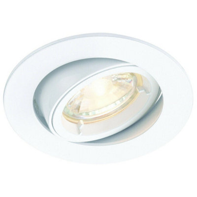 Tilting Round Recess Ceiling Down Light White 95mm Flush Gu10 Lamp Fitting from B&Q