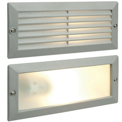 Ip44 E27 Led Full Brick Accent Light Louvre Grill Supplied Grey & Frosted Glass from B&Q