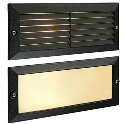 Ip44 E27 Led Full Brick Accent Light Louvre Grill Supplied Black & Frosted Glass from B&Q